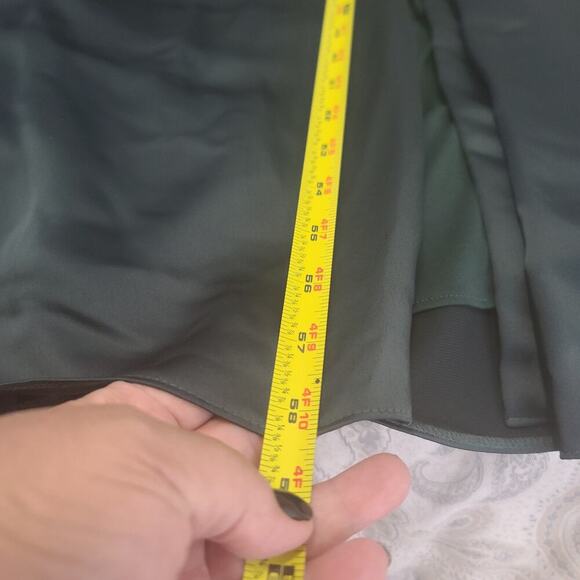 Dessy Group cowl necked wrap maxi dress w/ front slit in Evergreen NWT sz 22W - Picture 12 of 16